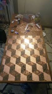 The pennies are a material that i made myself. Guy Builds Impressive Table Out Of Old Door And 5000 Pennies Buzznick