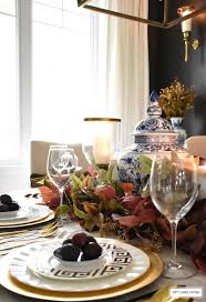 An Elegant Fall Tablescape With Faux Foliage Elegant Fall Fall Tablescapes White Tableware
