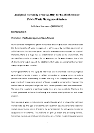 Pdf Analytical Hierarchy Process Ahp For Establishment Of Public Waste Management System Goldy F Dharmawan Academia Edu