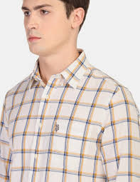 U.S. POLO ASSN. Men Checkered Casual White Shirt