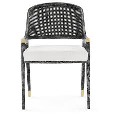 Some of the most reviewed products in accent chairs are the flash furniture contemporary beige leather recliner and ottoman with swiveling mahogany wood base with 181 reviews and the flash furniture contemporary black. Bungalow 5 Edward Modern Classic Ivory Cushion Woven Cane Black Wood Dining Arm Chair Kathy Kuo Home
