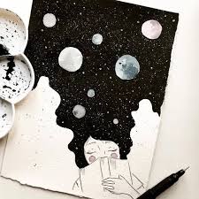 55 Cool Easy Things To Draw In Your Sketchbook Space Drawings Cool Art Drawings Small Canvas Art