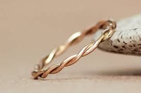 Twisted Gold Wedding Band 14k Gold Ring Twisted Ring Etsy Stackable Wedding Bands Twist Wedding Band Rope Wedding Band