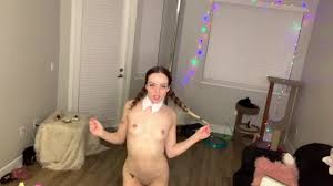 Teen waitress strips nude on a pole