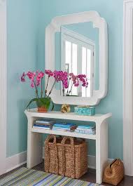 Benjamin moore 1 gallon can of high performance super spec paint blue | for use with kayak pools. Turquoise Blue Foyer With White Chinoiserie Console Table Transitional Entrance Foyer Benjamin Moore Spring Sky
