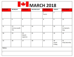 March 2018 Calendar Canada With Holidays Canada Holiday Holiday Calendar 2019 Calendar