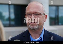 Michael Freeman speaks about his daughter, Rachel, during a break in the  preliminary hearing for Max Townsend, in Norman, Okla., Friday, July 24,  2020. Townsend is accused of killing Moore High School