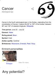 If there's one zodiac sign everyone knows they can count on, it's cancer. 69 Cancer Astrological Sign Cancer Is The Fourth Astrological Sign In The Zodiac Originating From The Constellation Of Cancer It Spans The 90 To 120 Of The Zodiac Between 90 And 120