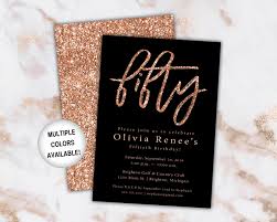 50th Birthday Black And Gold Invitations 50th Birthday Invitation Rose Gold Fiftieth Birthday Etsy 50th Birthday Invitations 60th Birthday Invitations 40th Birthday Invitations