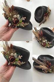 Dried Flower Hat Decoration Festival Hat Pin Trilby Hat Flowers Boho Hat Wear Ladies Headwear Flower Hats Hat Decoration Boho Hat