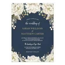 Floral Wedding Invitations Navy Blue And Gold Invitations Personalize Cust Summer Wedding Invitations Navy Blue Wedding Invitations Blush Wedding Invitations