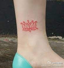 Pure Red Lotus Tattoo On The Leg Red Lotus Tattoo Small Lotus Tattoo Lotus Tattoo