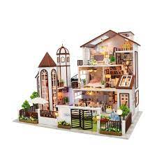 Miniature Diy Dollhouse Wooden 3 Story Modern Luxury Villa Etsy Diy Dollhouse Dollhouse Kits Miniature Diy