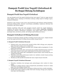 Maybe you would like to learn more about one of these? Dampak Positif Dan Negatif Globalisasi Di Berbagai Bidang Kehidupan