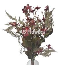 Pink mixed dahlia silk flower arrangement in glass vase with faux water for home wedding centerpiece artificial flower arrangement. Artificial Wildflowers Bouquet 38cm Burgundy Brown Green Product Name