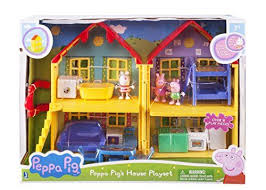 Peppa Pig S House Playset Has Four Rooms To Play Bedroom Living Room Kitchen Bathroom Includes Three Articulated F Peppa Pig House Peppa Pig Toys Peppa Pig