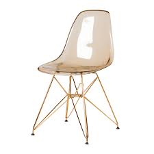 The eames side chair is an iconic piece of furniture that was originally created in 1950 by charles ray eames. Molded Plastic Dsr Style Amber Side Chair With Gold Legs