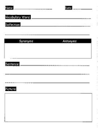 Vocabulary Template Definitions Synonyms Antonyms Sentences Pictures Swd Enl New Vocabulary Words Synonyms And Antonyms Vocabulary