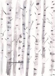 Black And White Birch Tree Wall Art Birch Trees Print Black And White Illustration Original Art Print Wall Art Home Decor Print Birch Tree Art Tree Watercolor Painting Watercolor Wall Art