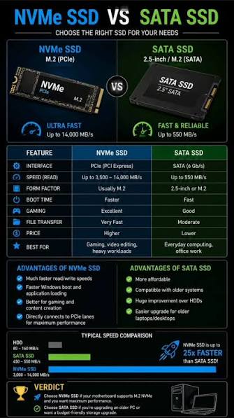 🚀 NVMe SSD vs SATA SSD – Which One Should You Choose? 💻, If you're upgrading your PC or laptop, understanding the difference between NVMe and SATA SSDs can help you make the right choice. NVMe SSDs ...