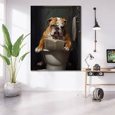 Tablou Canvas - Bulldog on Toilet – The Print Studio