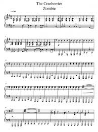 The Cranberries Zombie Sheet Music For Piano Pdf Piano Solo Piano Sheet Music Zombie Music Sheet Music