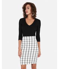Black And White Checkered Pencil Skirt High Waisted Windowpane Pencil Skirt Black And White Women S 18 Products In 2019 Pencil Skirt Black Pencil Skirt Outfits Skirts