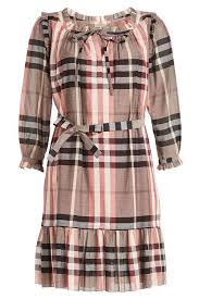 Burberry Printed Cotton Dress In Multicolored Modesens Printed Cotton Dress Brown Cotton Dress Cotton Dresses