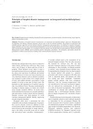 Pdf Principles Of Hospital Disaster Management An Integrated And Multidisciplinary Approach