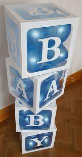 Quick, light, and easy, this is basically a baby shower in a box. Baby Blocks Acrylic Boxes Large Baby Shower Deco Baby Blocks Baby Shower Baby Shower Balloons