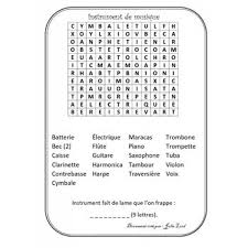 Mot Cache Sur Les Instruments De Musique Teaching Music Music Class Music Lessons