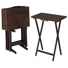 Mainstays Walnut 5 Piece Folding Tv Tray Table Set 4 Trays 1 Stand Walmart Com In 2020 Tv Tray Table Folding Tv Trays Tray Table