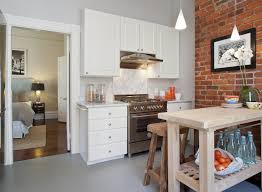Exposed Brick Wall Contemporary Kitchen Tamara Mack Design Living Room And Kitchen Design Small Apartment Kitchen Kitchen Decor Modern