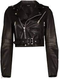 Amiri Cropped Biker Jacket Farfetch In 2021 Cropped Biker Jacket Cropped Leather Jacket Leather Jacket