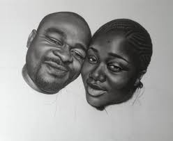 So, this artist Iniobong Orok Just gave us our first pencil art piece as a  couple. My wife loves it like crazy Indeed, it's so beautiful. We will  frame this and place