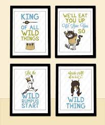 Where The Wild Things Are Inspired Wall Art 4 Poster Prints Etsy Poster Prints Wall Art Nursery Room Decor