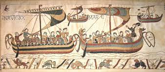 Bayeux ist auf der ganzen welt für seinen berühmten teppich bekannt, ein meisterwerk der romanischen kunst des 11. Wandteppich Bayeux Teppich Schiffe Nach England Almerlin