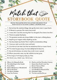 Match That Storybook Quote Storybook Quiz Baby Shower Game Etsy In 2020 Baby Shower Games Printable Baby Shower Games Shower Games