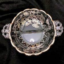 Depression glass can range in value from just a few dollars to hundreds of dollars. Vintage Dining Vintage Sterling Silver Overlay Devided Glass Bowl Poshmark