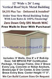 12 X 26 Steel Building Vertical Roof Metal Garage Metal Carport Depot Metal Buildings Roof Styles Metal Carports