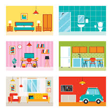 Maybe you would like to learn more about one of these? House Rooms With Flat Furnitures 2871500 Vector Art At Vecteezy