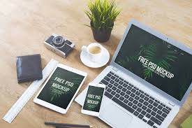 Apple Devices On Desk Mockups Mockup Desk Free Macbook Pro Mockup Free Psd