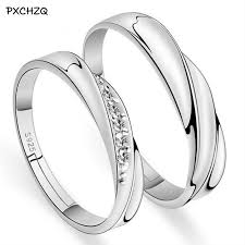 New Listing Opening Couple Rings Ripple Simple Wedding Ring Male And Female Models To Send His Wife T Promise Ring Set Crystal Engagement Rings Silver Ring Set