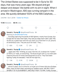 President donald trump said monday night he will temporarily suspend all immigration into the u.s. Timeline Of Trump Tweets As Turkey Braces For Syria Op