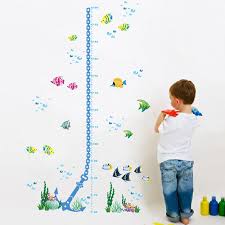 us 0 46 30 off underwater fish turtle fish bubble height measure wall stickers growth chart for kids room mural art in wall stickers from home