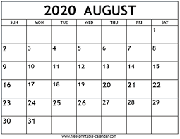 Free word calendar templates for download. August Calendars 2020 Verat