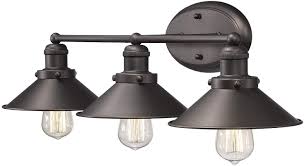 Suitable for damp or dry locations. Zeyu 3 Light Bathroom Vanity Lights Vintage Wall Mount Vanity Light Fixture Oil Rubbed Bronze Finish With Metal Shade 102 3w Orb Amazon Com