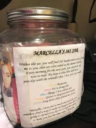 I saw this really cool item online at pixiedustgifts.com, 365 daily reminders of my love in a jar! Anthony Totri On Twitter After 5 Months Of Knowing You We Had Our First Christmas I Made You This Jar With 365 Notes In It The Pink Ones Are Things We D Do