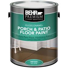 Behr Premium 1 Gal Deep Base Gloss Enamel Exterior Porch And Patio Floor Paint Patio Flooring Concrete Floor Coatings Painted Floors