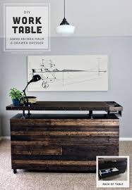 Diy Work Table Ikea Malm Dresser Hack See How The Malm 6 Drawer Dresser Was Transformed Into An Industrial Styled Base Ikea Malm Hack Ikea Malm Malm Dresser
